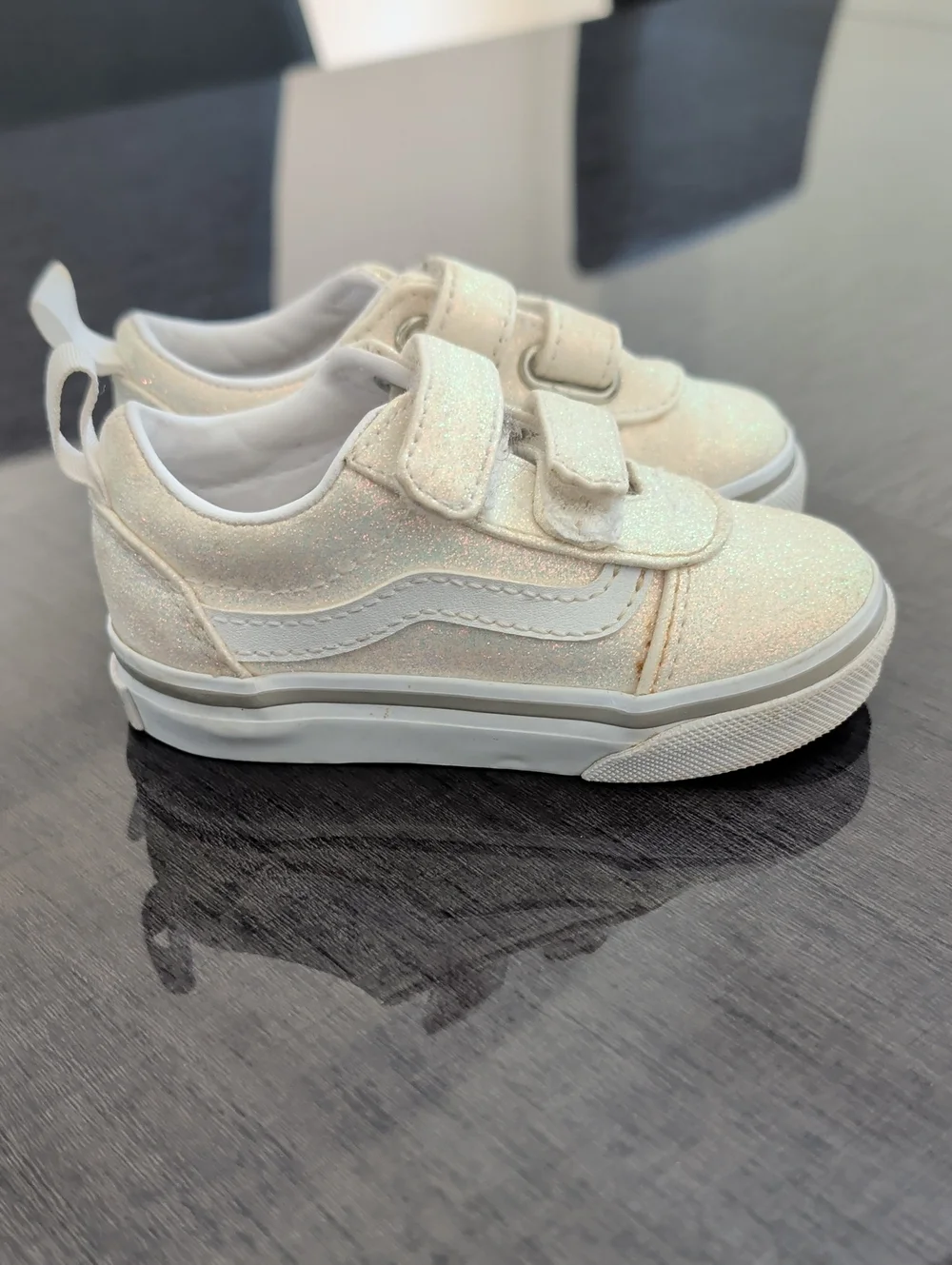 Vans Baby Girl WARD V Gold Glitter Sneakers Gym Shoes